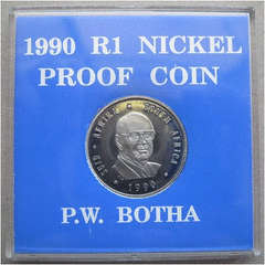 1990 - RSA - R1 NICKEL PROOF COIN IN HOLDER AS ISSUED FROM SA MINT