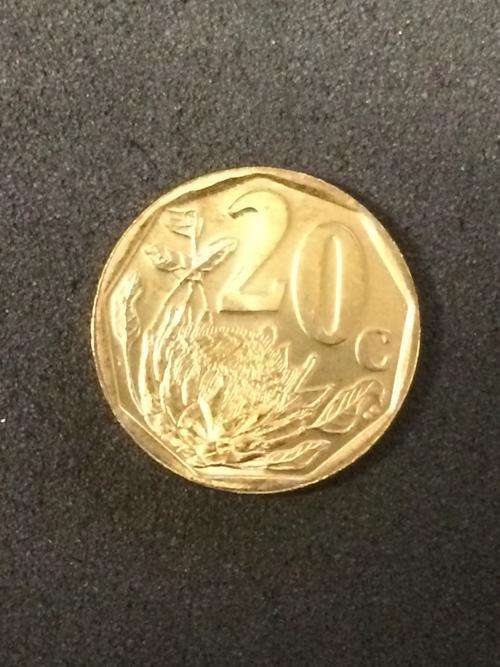THE VERY SCARCE 2010 - 20 CENT - BRILLIANT UNC AS FROM THE SA-MINT.  10 available! READ DESCRIPTION!