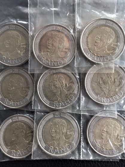 2008 NELSON MANDELA 90 TH BIRTHDAY 5 RAND COINS .