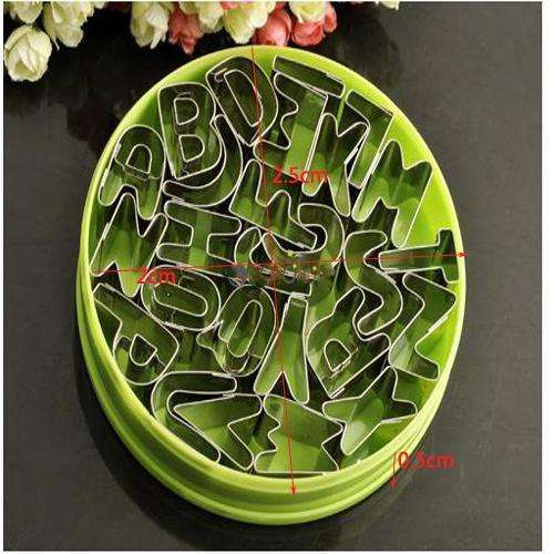 Alphabet cutters in tub