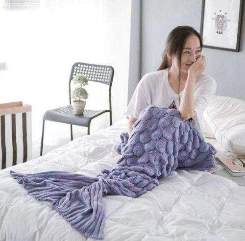 Pleated Mermaid Tail Blanket For Kids