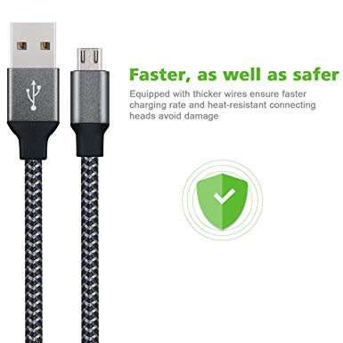 Amoner Micro USB cable - Fast Charging - braided - 10FT - PS4/Xbox/mobile devices