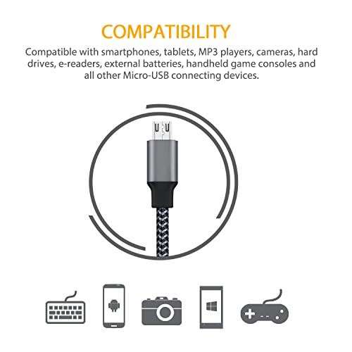 Amoner Fast Charging Micro USB Gaming Cable (10FT)