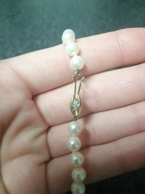 STUNNING Vintage 14K Yellow Gold and Pearl necklace and bracelet