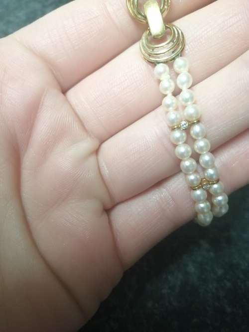 STUNNING Vintage 14K Yellow Gold and Pearl necklace and bracelet
