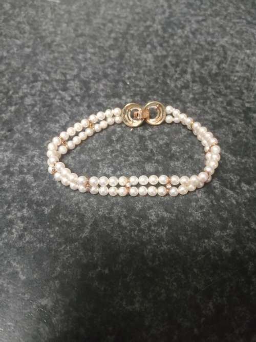 STUNNING Vintage 14K Yellow Gold and Pearl necklace and bracelet