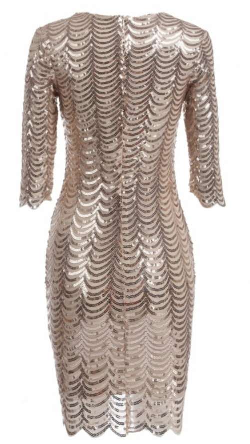3/4 sleeve bodycon sequin dress