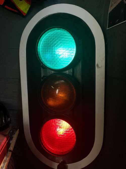 Traffic light connected on normal plug for mancave or bar