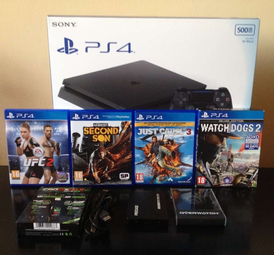 **Brand New** PlayStation 4 PS4 Slim Console + 4 Games + Free 320GB HDD & CronusMax PLUS
