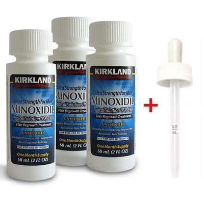 Kirkland Minoxidil 5% Extra Strength 3 Month Supply with Dropper Mens Hair Loss