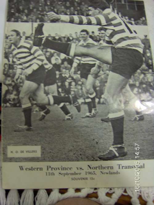 1965 WP vs Noord Transvaal Rugby Program