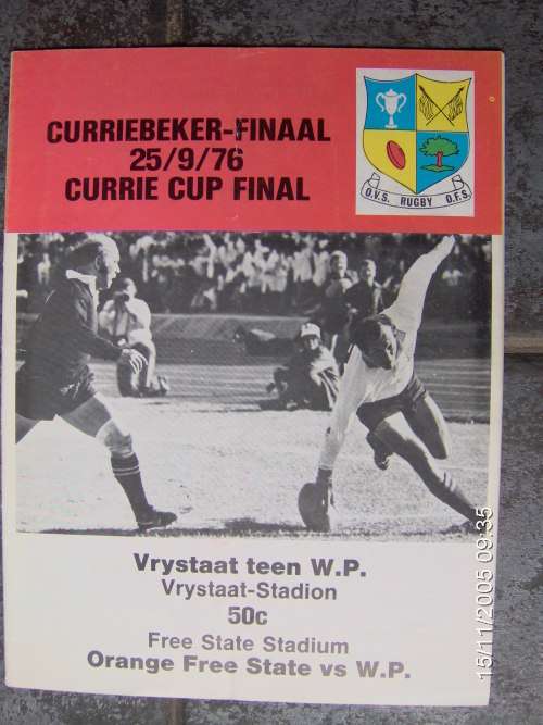 1976 Currie Cup Final Programme