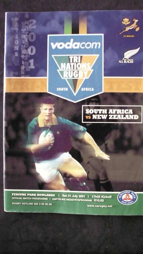 Rugby Programme South Africa vs New Zealand 21 July 2001