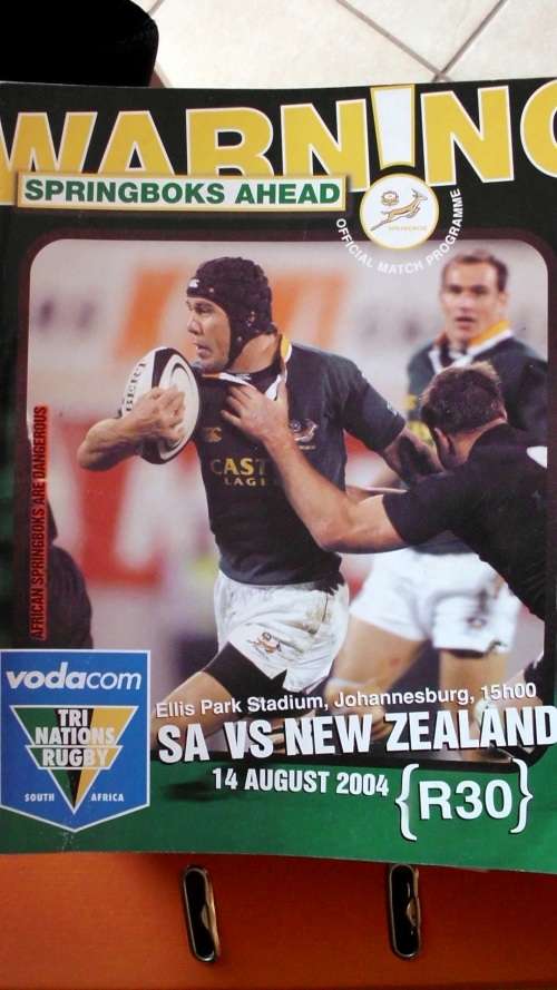 Rugby Programme SA vs NZ 14 Aug 2004