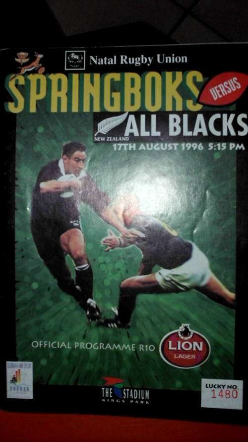 Rugby Programme SA vs NZ 17 Aug 1996