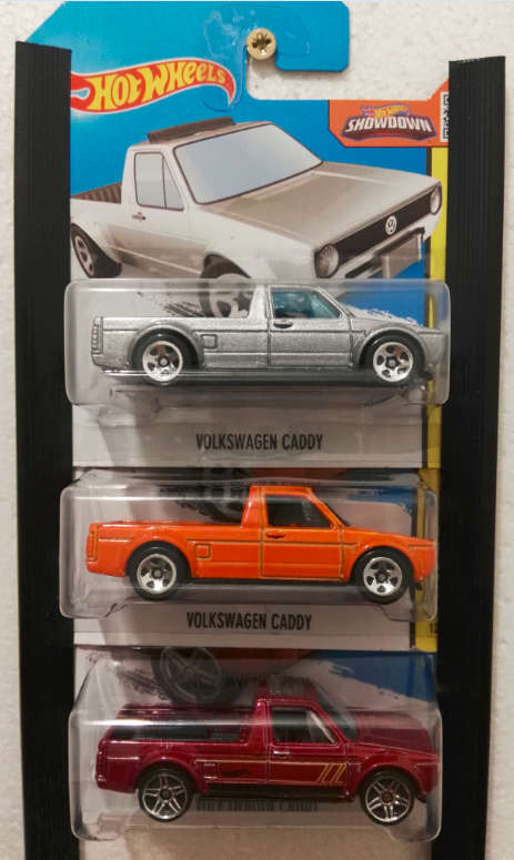 Hot Wheels VW Caddy's Set Silver, Orange, Red.