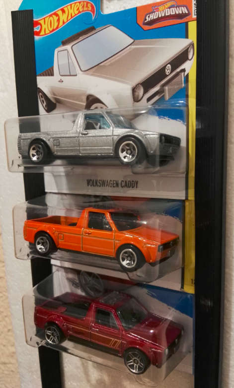 Hot Wheels VW Caddy's Set Silver, Orange, Red.