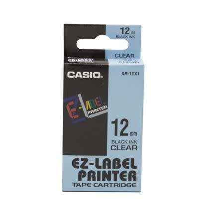 Casio 12mm Black ink Clear EZ-LABEL PRINTER Tape Cartridge
