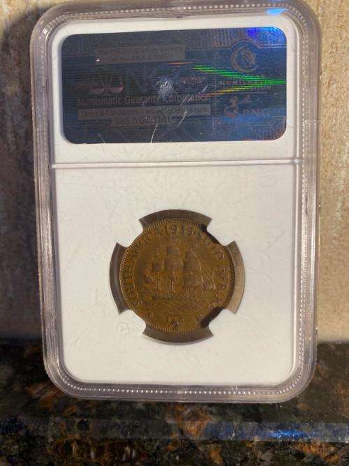 **1935**  SA 1/2p @@ NGC GRADED AU50 ... BN