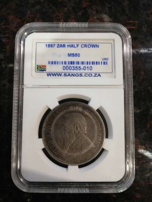 1897 ZAR Half Crown...MS 60!!! SANGS GRADED.