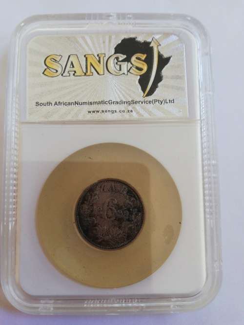** 1892 **.. ZAR.. 6p..VF20..(SANGS GRADED)