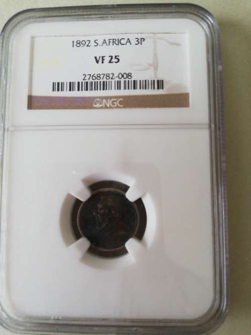 " 1892" ZAR 3p - VF25 (NGC GRADED)