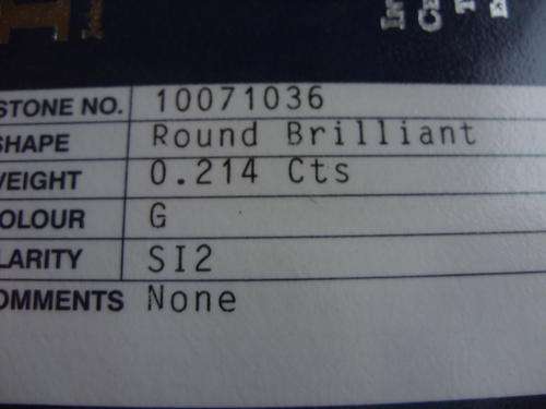 0.21ct R/B Natural Diamond. Colour G SI2 Certified (DIA)