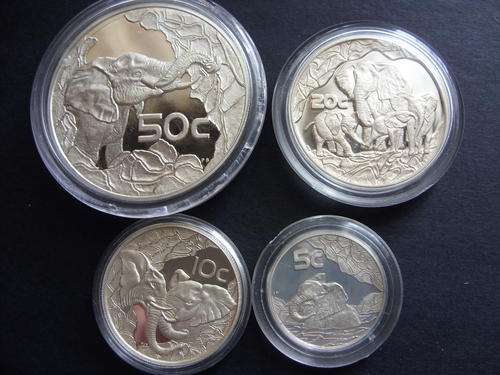 **2002**Silver WILDLIFE SERIES!! Elephant "PROOF" 4 x COINS
