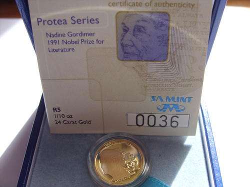 **2010** 1/10oz GOLD (24ct)  "NADINE GORDIMAR" Proof coin in box with COA-