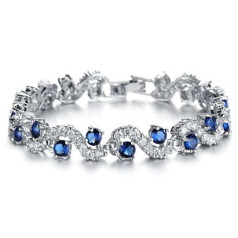 Cubic Zirconia Inlaid Wavy Bracelet
