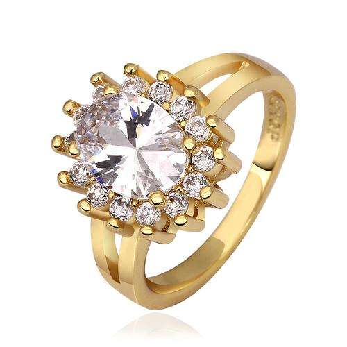 18K Gold Plated Micro Inlay Swiss Cubic Zirconia Ring