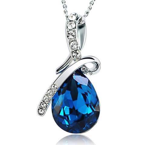 Sparking Waterdrop Rhinestoned Pendant Necklace For Women
