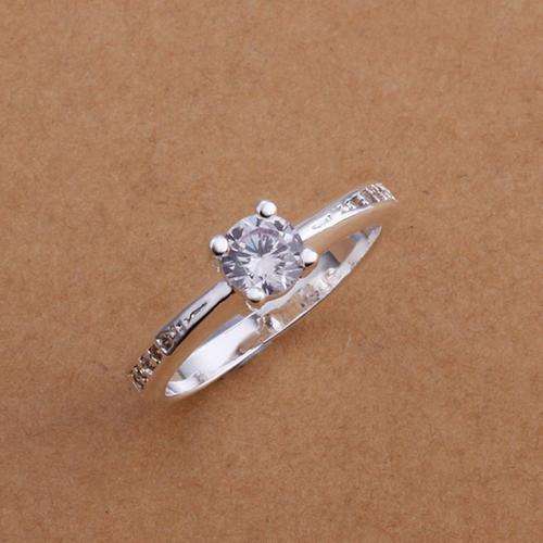 Romantic Zirconia Silver Prong Setting Wedding Ring