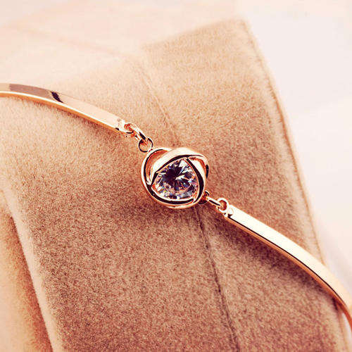 Chic Zirconia Embellished Charm Bracelet For Women ***Rose Gold***