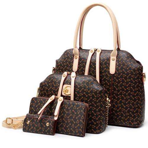 Stylish Women's Tote Bag With Metallic and Floral Print Design