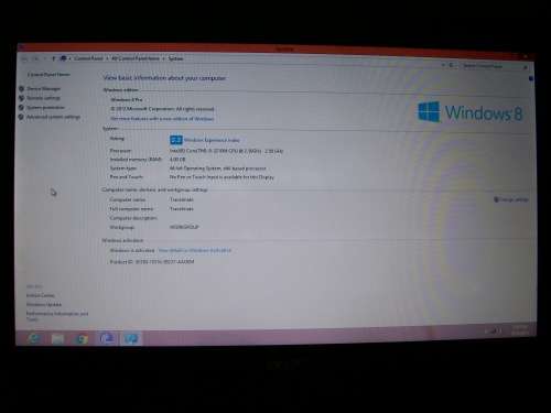 Acer Travelmate P453, Intel Core i5 - 3210M CPU@2.50GHz. Windows 8