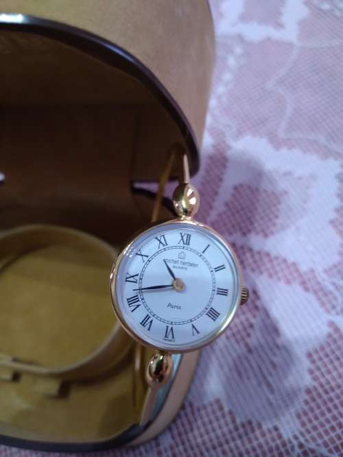 Gold Plated Michel Herbalin Bangle Watch in Absolute Spotless Condition!