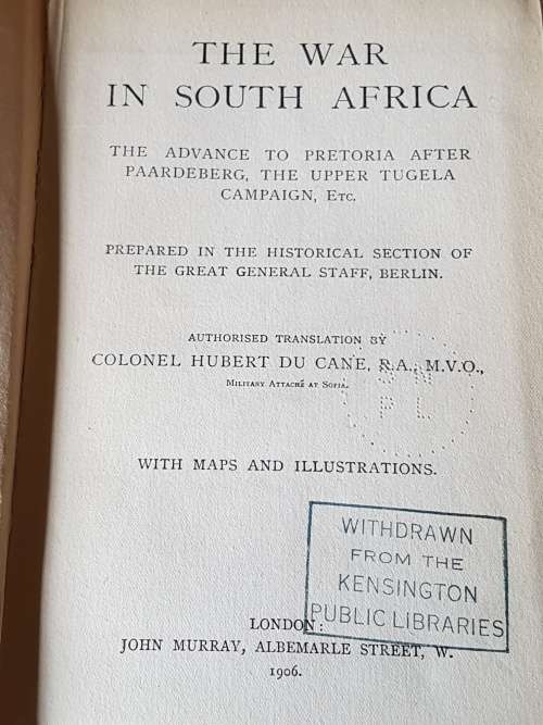 THE WAR IN SOUTH AFRICA - WATERS & DU CANE