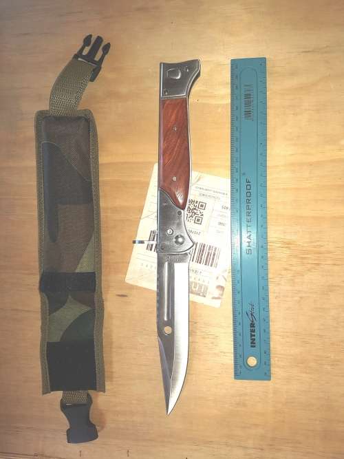 AK47 BAYONET - "FLICK" OPENING, WITH CAMO POUCH