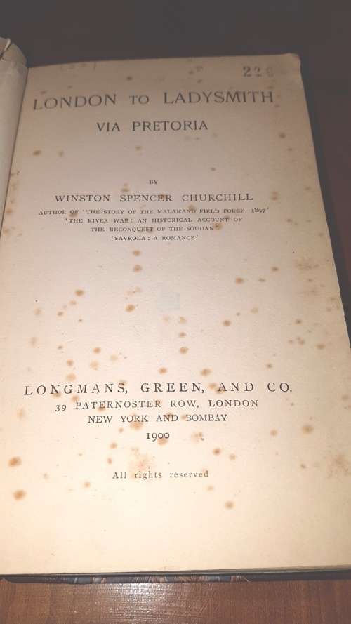LONDON TO LADYSMITH - WINSTON SPENCER CHURCHILL - 1900