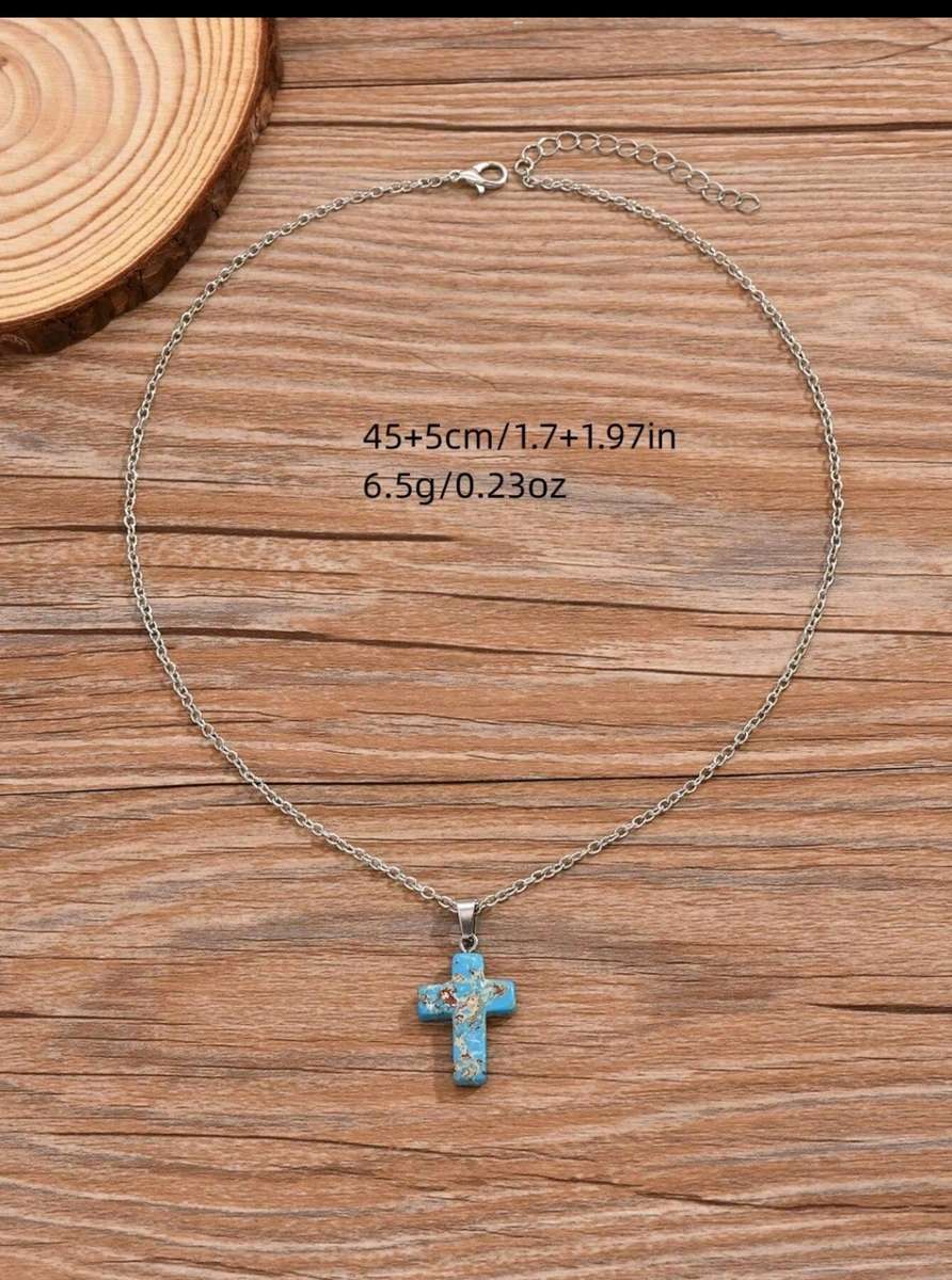 Amazonite cross necklace