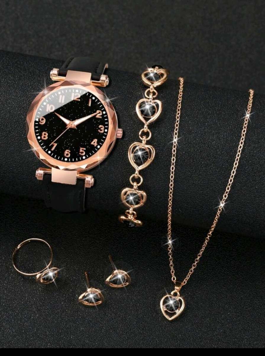 6pc luxurious woman geneva Quartz Watch set