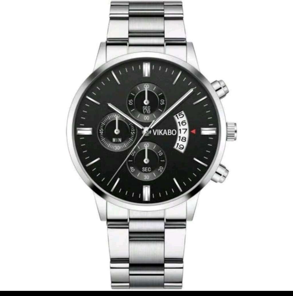 2pcs Luxury Men`s Bracelet Watch Set, Men`s Fashionable Calendar Business Stainless Steel Strap Quar