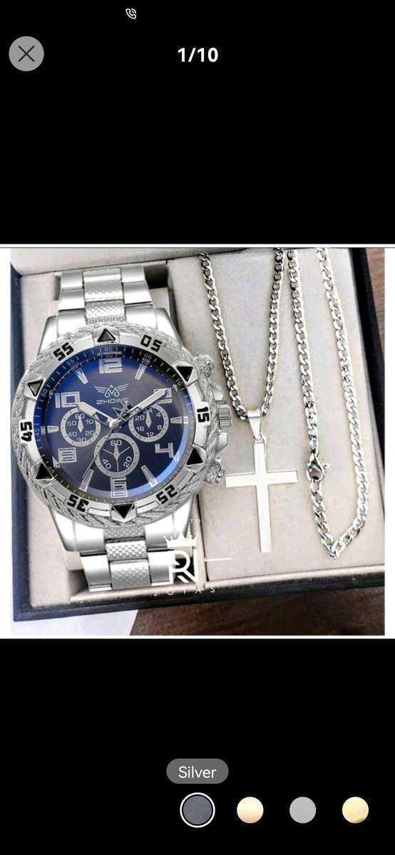 Wow amazing luxurious Men`s ZHOwe Quartz Watch set with pendant necklace comes with free gits box