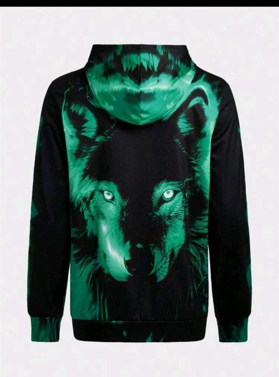Men`s wolf printed 3D hoodie