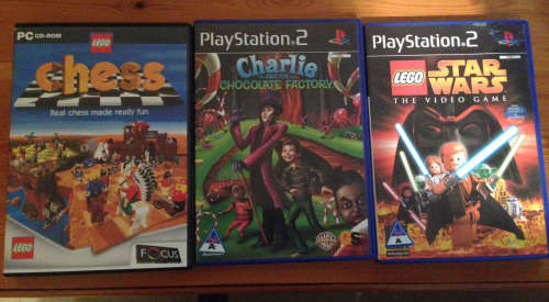 Playstation 2 games: NO RESERVE: Charlie & the Chocolate Factory, LEGO Star Wars & PC Chess