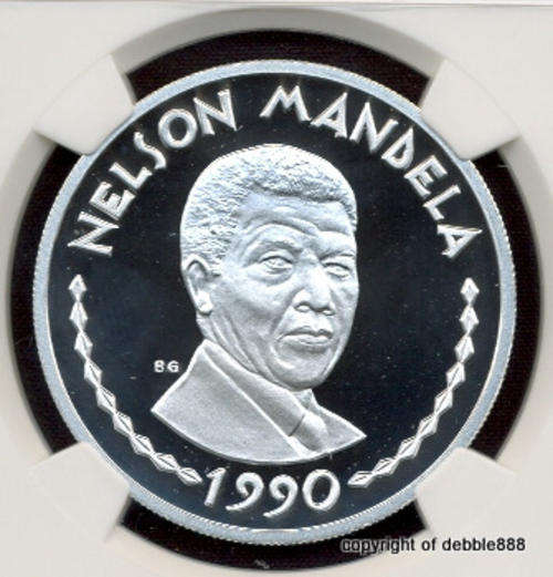 !!! RWANDA Silver 100 Francs 1990 - PF69 Ultra Cameo - Nelson Mandela !!! 2ND HIGHEST GRADE !!!