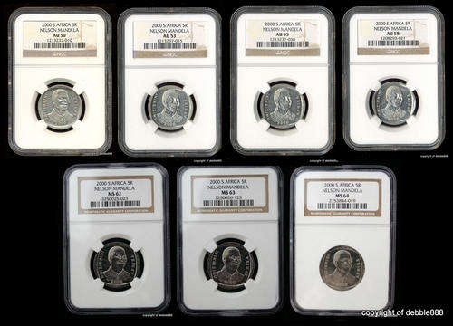 7 x COIN "SMILEY" 2000 SET !!! AU50 /AU53 /AU55 /AU58 /MS62 /MS63 /MS64 !!