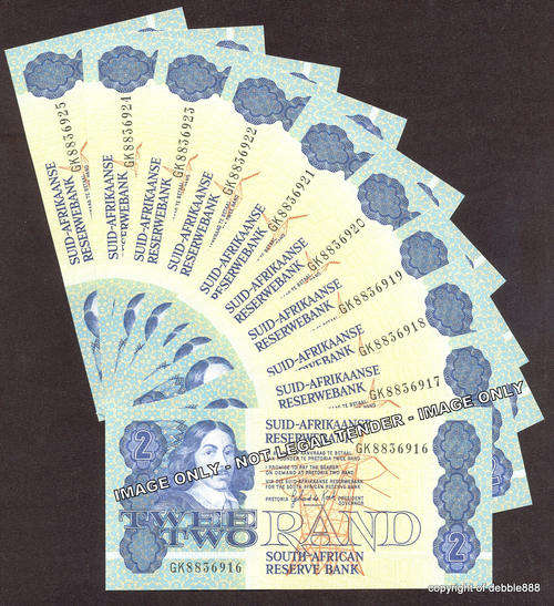 GPC de KOCK - 10 x UNC TWO RAND NOTES in SEQUENCE - 1984 - THIRD ISSUE - A/E - BID PER NOTE