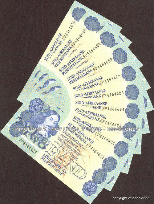 GPC de KOCK - 10 x UNC TWO RAND NOTES in SEQUENCE - 1984 -THIRD ISSUE (FP prefix)-A/E - BID PER NOTE